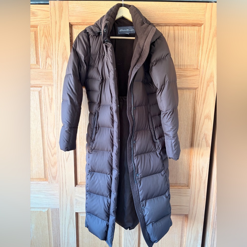 Eddie Bauer Dark Brown Long Puffer Coat